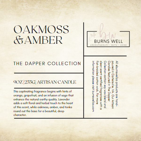 Dapper Collection Candle - Oakmoss & Amber